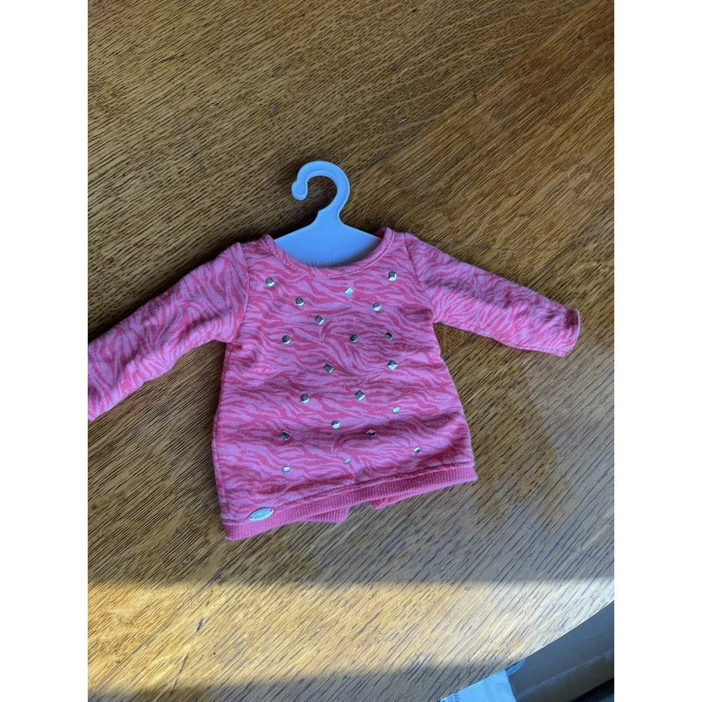 American Girl Doll Coral Cutie Top Shirt Tunic Only Zebra‎ Stripes Silver Studs